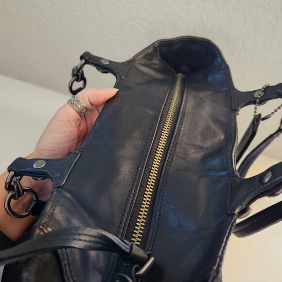 Euc Coach Mia Metallic Lurex Black Shoulder Bag w/Wristlet - Picture 14 of 16